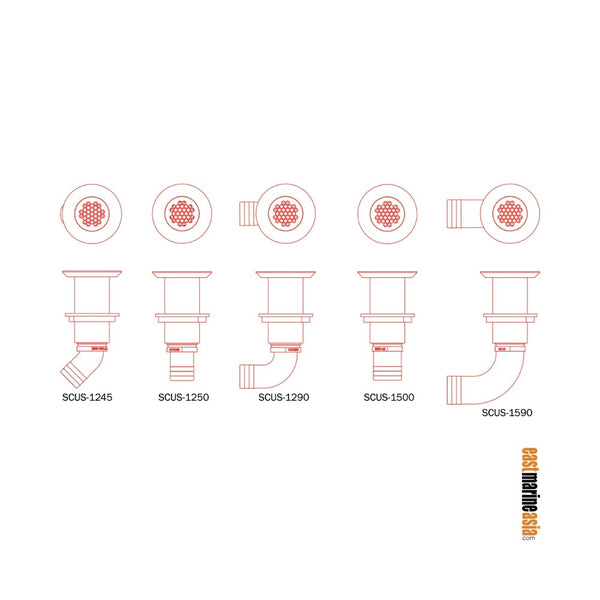 Groco SCUS Series 316 Stainless Steel Deck Scupper