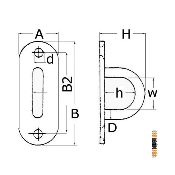 Stainless Steel Padeye with Rectangular Base