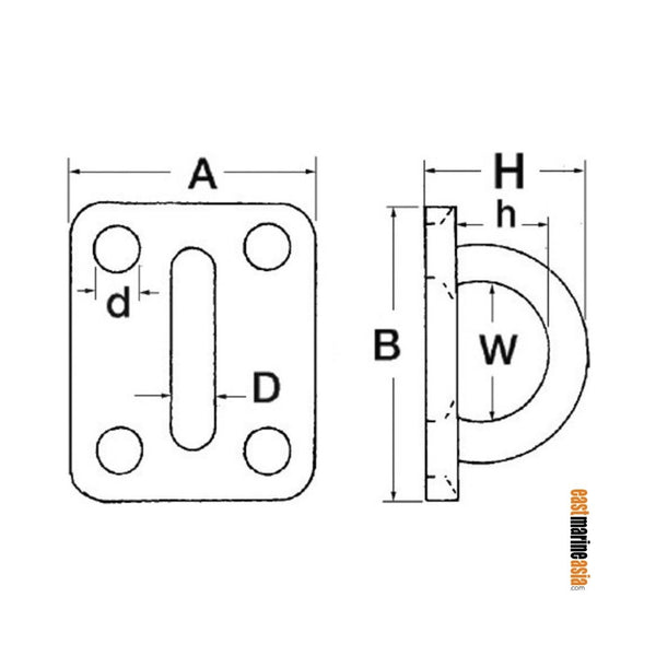 Stainless Steel Padeye with Square Base