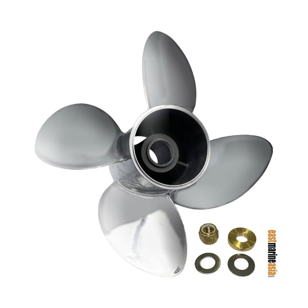 thumbnail image 2 of 15 Teeth 4-blade Stainless Steel Marine Propeller For Yamaha For Suzuki Outboard Engines 60-140HP 13 1/4X15 13X17 13X19 13X21 2 of 9
