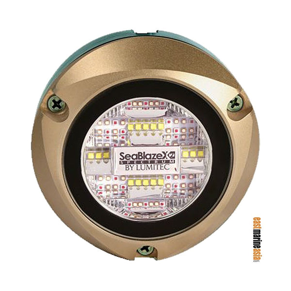 Lumitec Zambezi X2 Bronze Housing Surface Mount LED Underwater Light - White / Blue