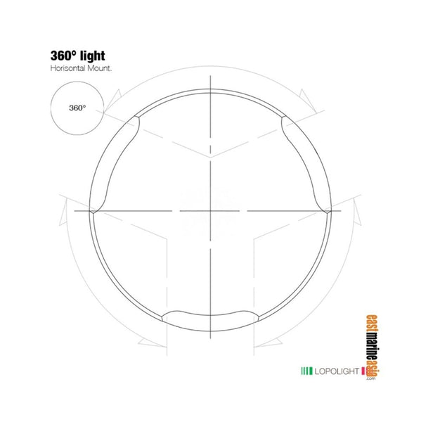 Lopolight 201-012-FB-B All-Round White / Anchor 2 nm LED Navigation Light - Black