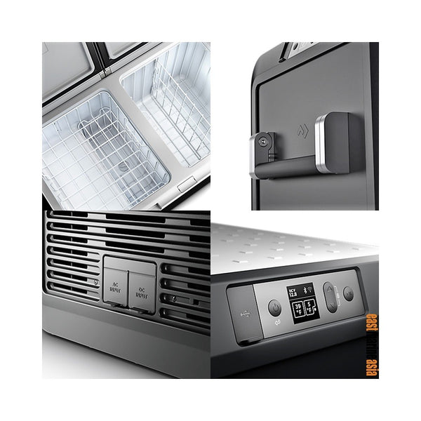 Glacière à compression Dometic CFX3 95DZ, 12V / 24V / 230V, avec 2 zones de refroidissement (réfrigérateur/congélateur 2-en-1), 93 litres + câbles de connexion Glacière à compression Dometic CFX3 95DZ, 12V / 24V / 230V, avec 2 zones de refroidissement (réfrigérateur/congélateur 2-en-1), 93 litres + câbles de connexion