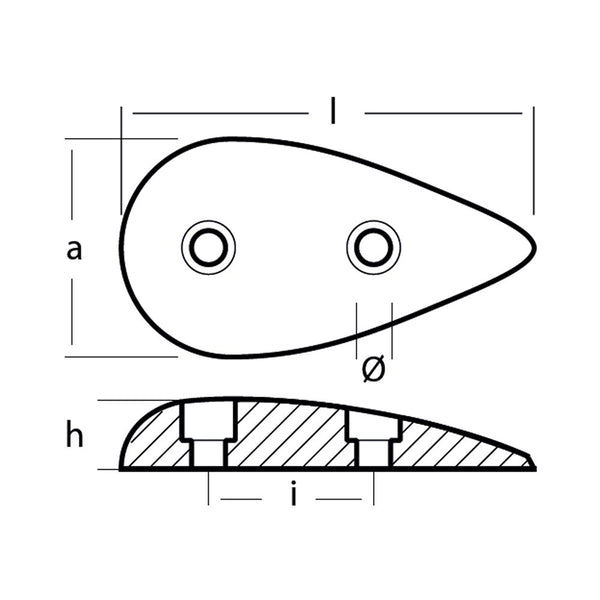 Tecnoseal Bolt-on Teardrop Anode - Zinc
