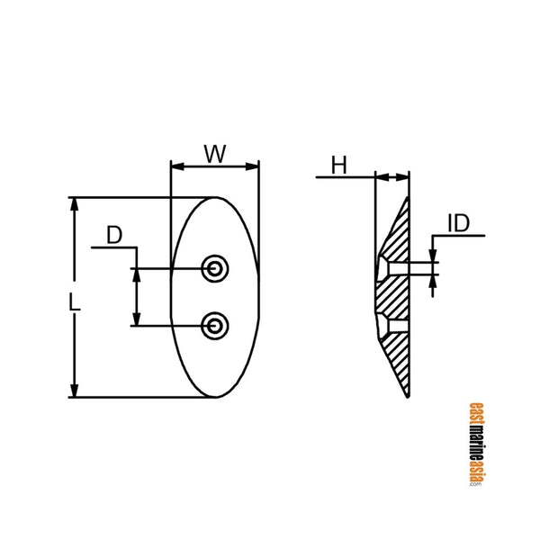 Martyr CMM24 Hull Anode - Zinc