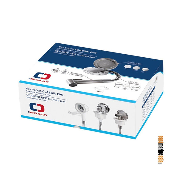 Osculati Classic Evo Shower Box (Bulkhead Mount) with Mizar Push-Button Shower Head