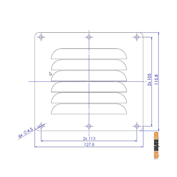 Stainless Steel Louvred Vent (115 x 127 mm)