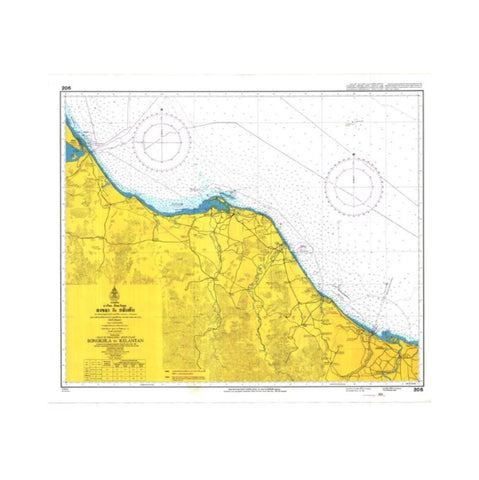 Marine Chart Thailand (Gulf of Thai - West) 206 Songkhla to Kelantan