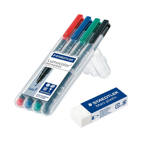 Staedtler Lumocolor Permanent Pen 318 & Mars Plastic Eraser