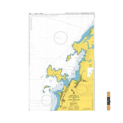 British Admiralty Nautical Chart #3626 Approaches to Kota Kinabalu and Teluk Sapangar