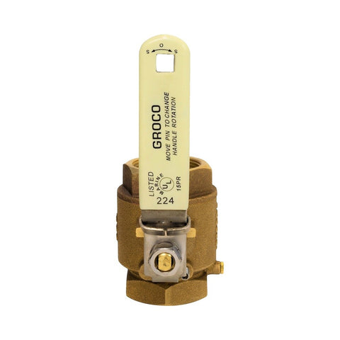 Groco IBV Series Bronze Full-Flow Flanged In-Line Ball Valves with Locking Handle - NPT
