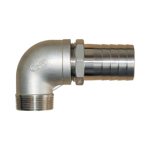Groco PTHC-S Series 316 Stainless Steel 90° Pipe to Hose Standard Flow Fittings - NPT